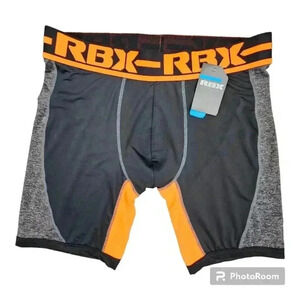 RBX Boxer Briefs black/ orange 9" inseam NWT Medium, Large or XL